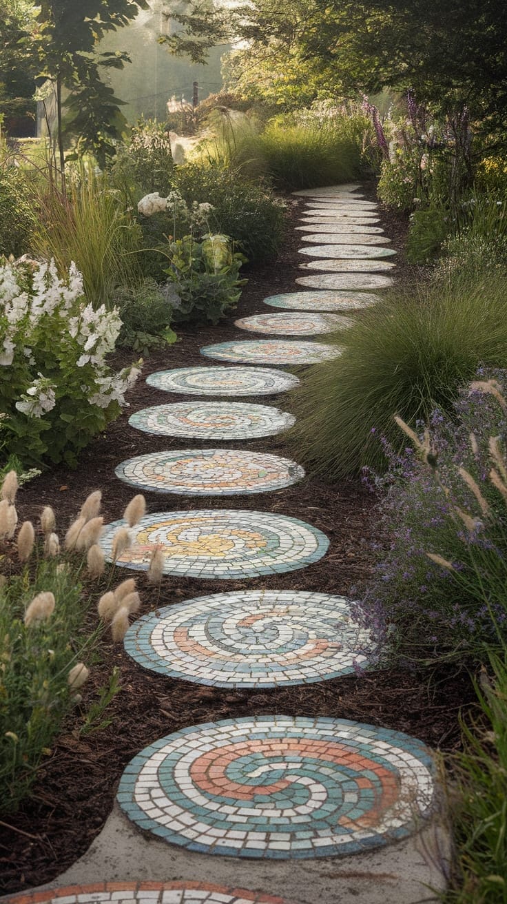 colorful garden walkways design