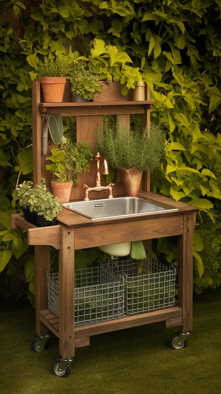 garden cart with sink