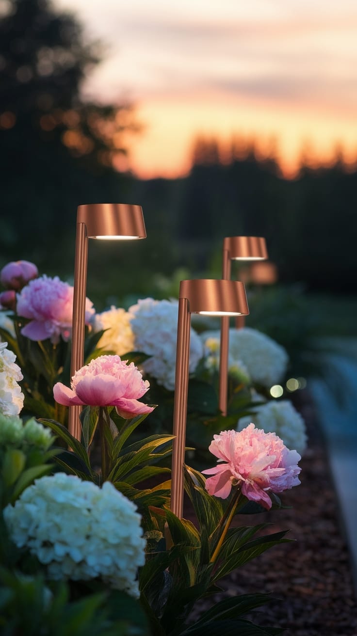 illuminated flower bed decor