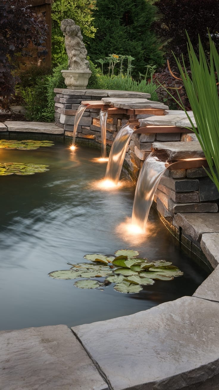 illuminated ponds and fountains