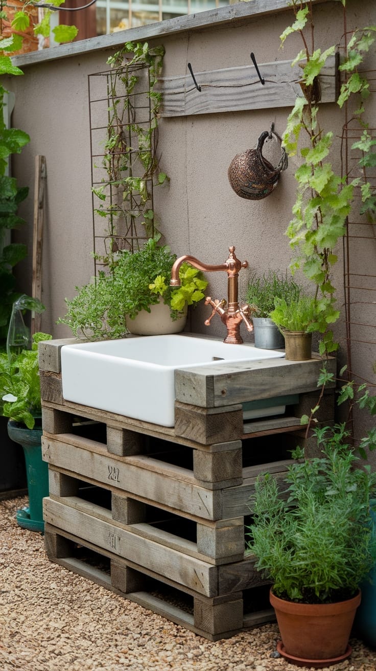 pallet wood garden sink