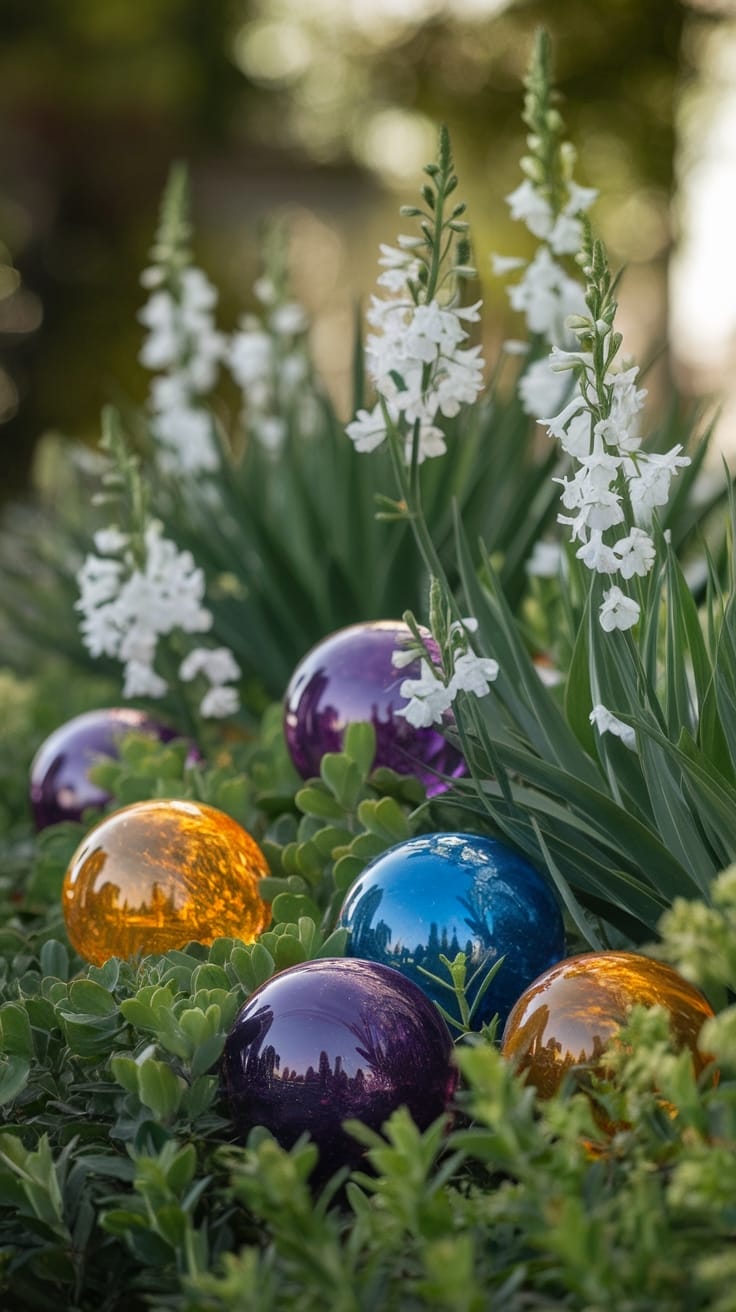 vibrant decorative garden orbs