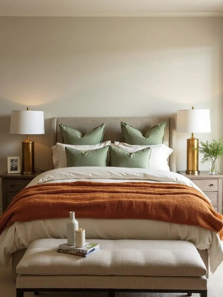 beige backdrop with accents