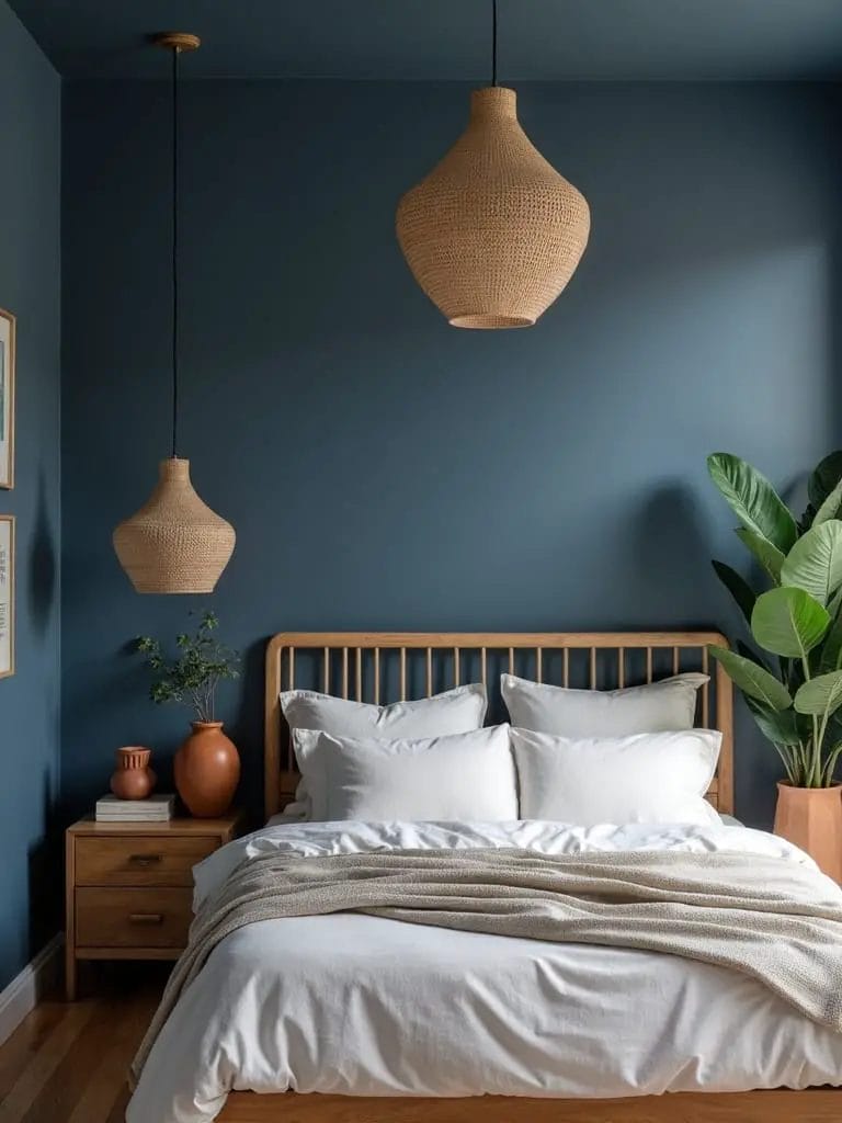 deep blue with earthy tones