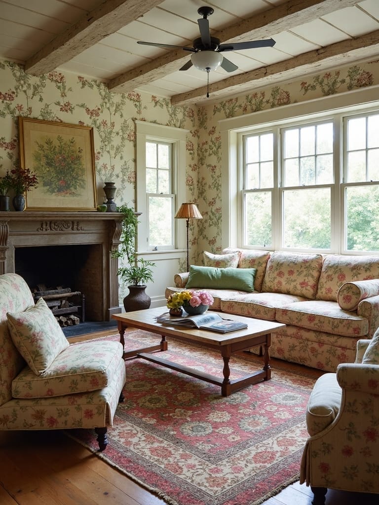 floral vintage textile combination