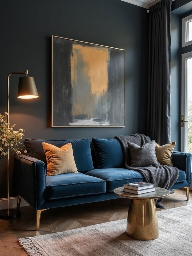 deep charcoal and navy