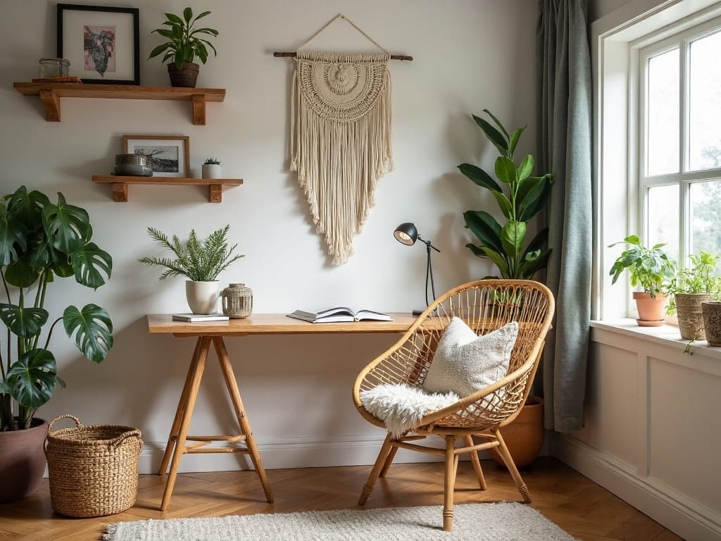 inspiring boho study sanctuary