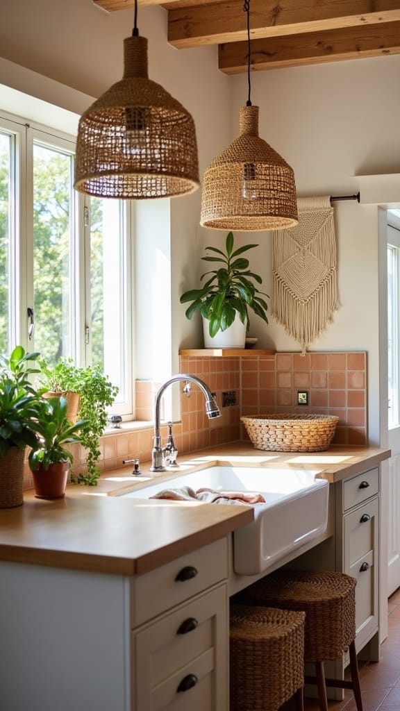 bohemian inspired kitchen island design ideas