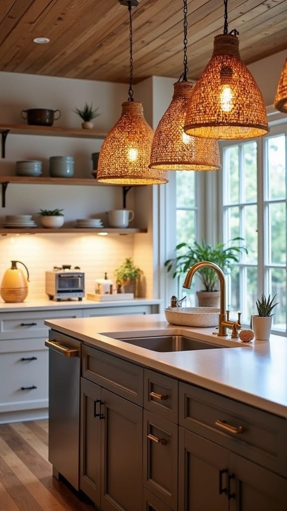 boho kitchen lighting brightens space