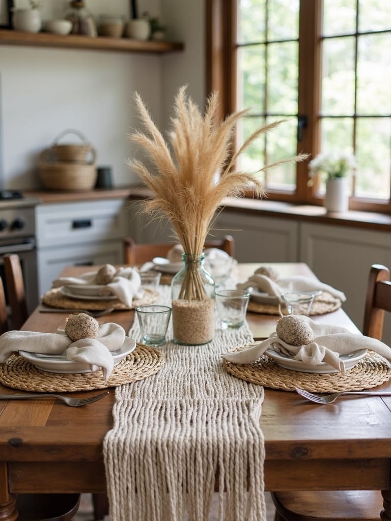 boho kitchen table natural fiber accents