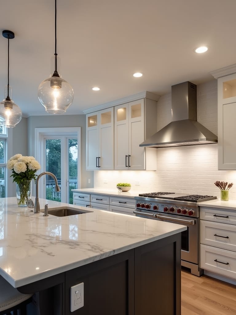 bright modern kitchen lighting