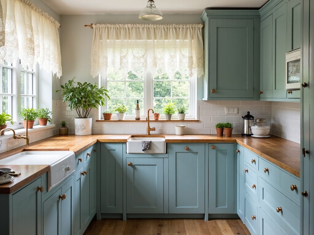 calming blue cottage kitchen design