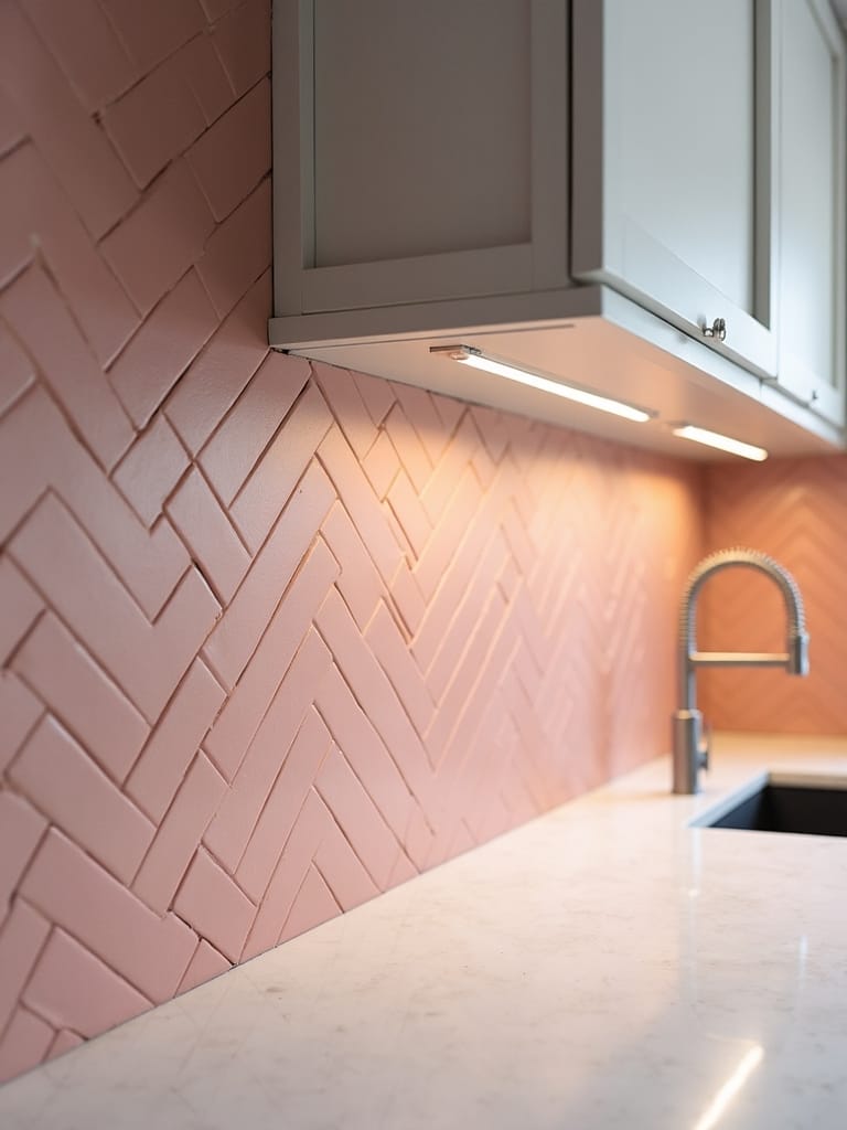 captivating pink chevron tile layouts