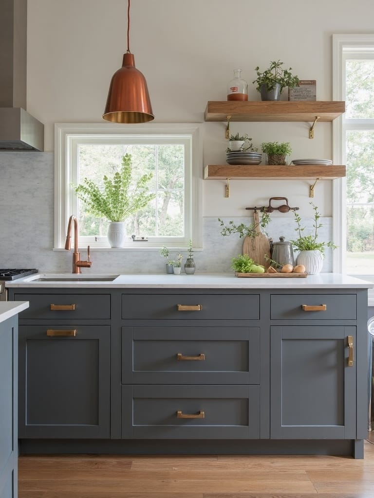 charcoal gray with copper