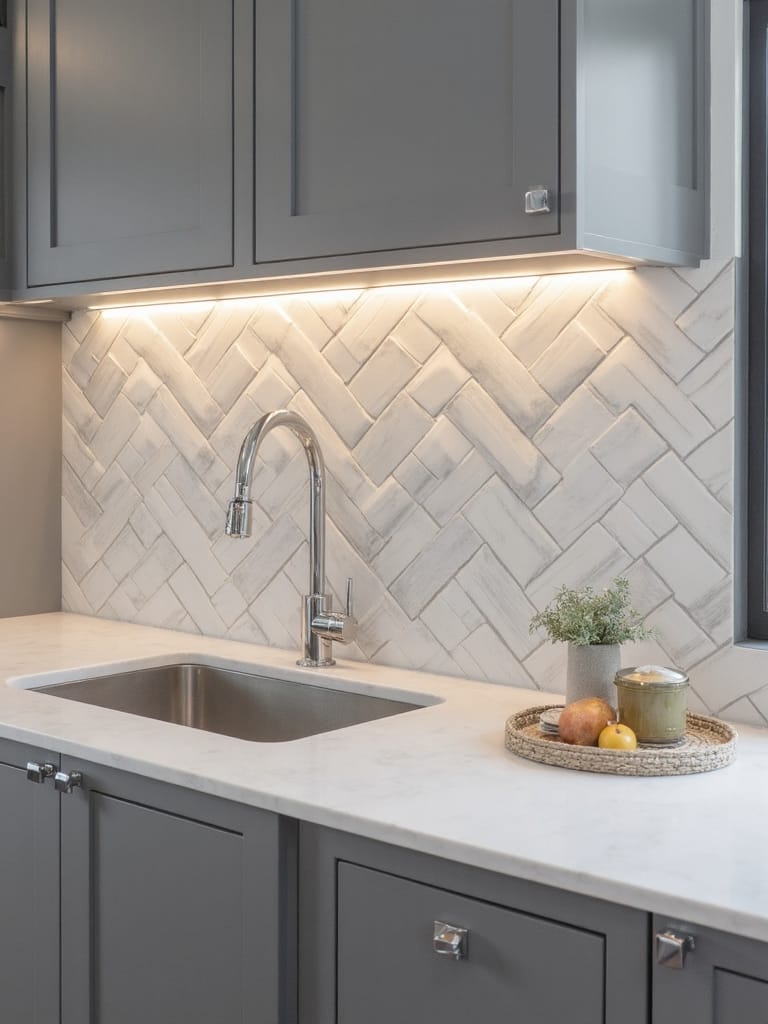 chevron backsplash tile design