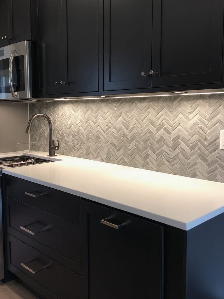 classic herringbone contemporary kitchen