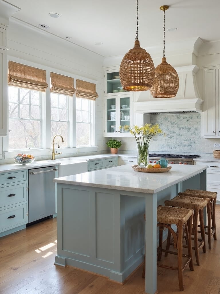 coastal inspired farmhouse kitchen elements