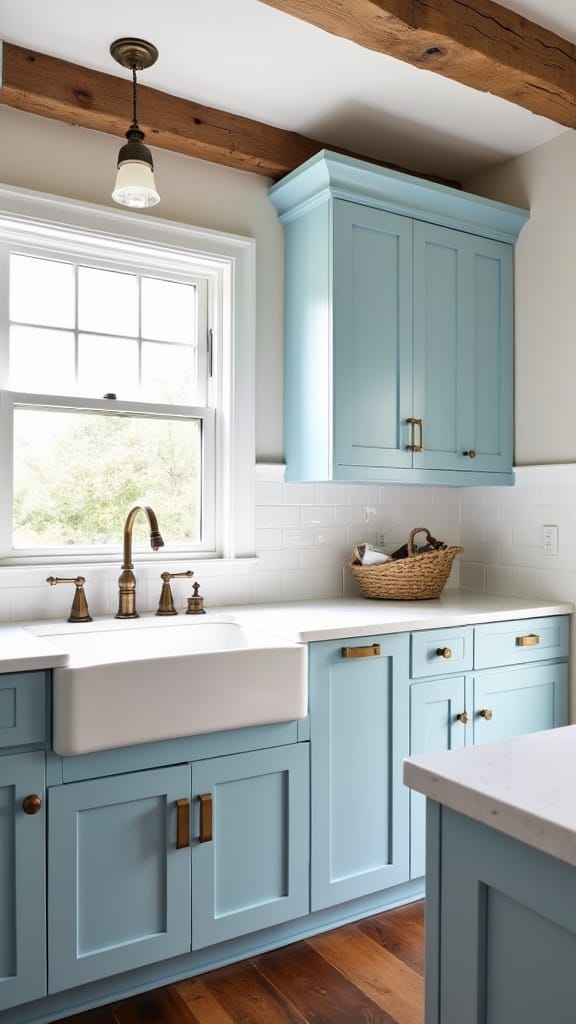 cornflower blue farmhouse cabinetry