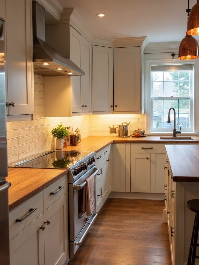 cozy ambient functional kitchen lighting