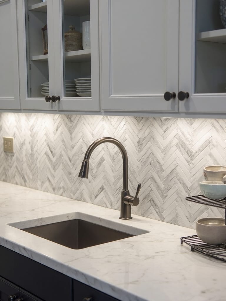 dramatic versatile visually captivating herringbone mosaic