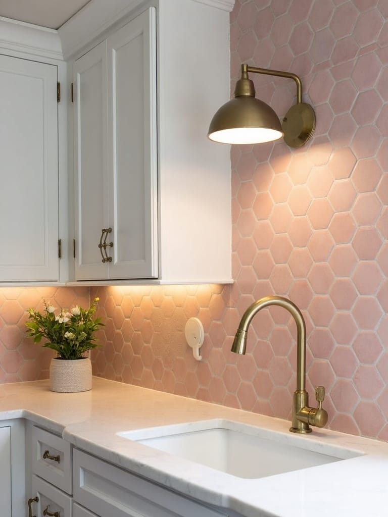 elegant modern geometric kitchen backsplash