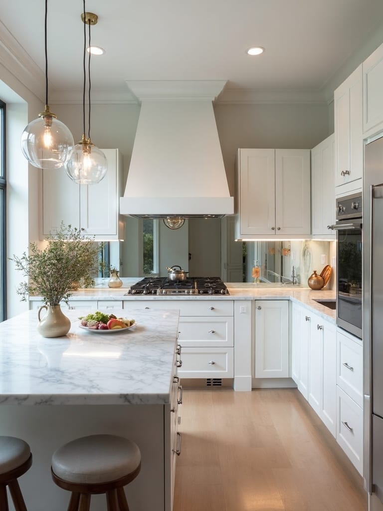 expansive sophisticated reflective visually engaging mirrored backsplash