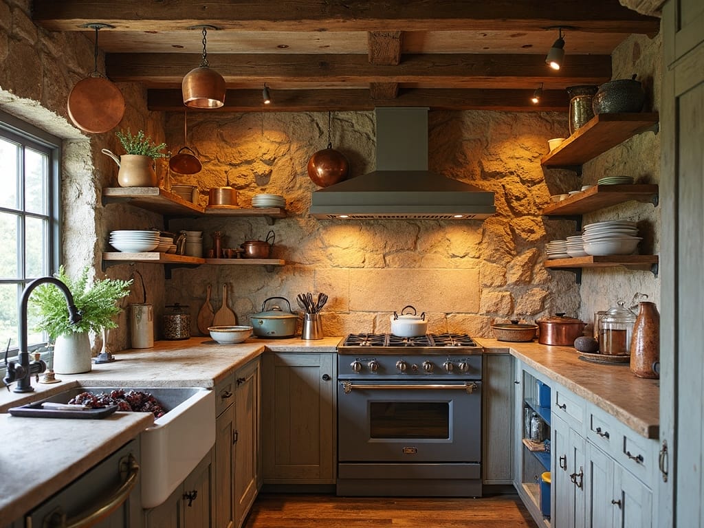 farmhouse inspired stone wall sanctuary