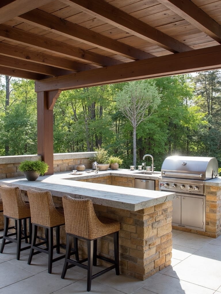 functional entertainment outdoor kitchen bar seating