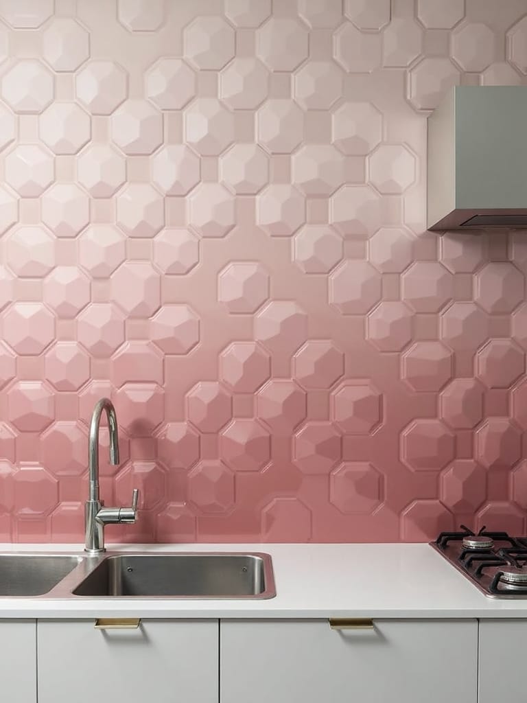 geometric pink tile statement walls