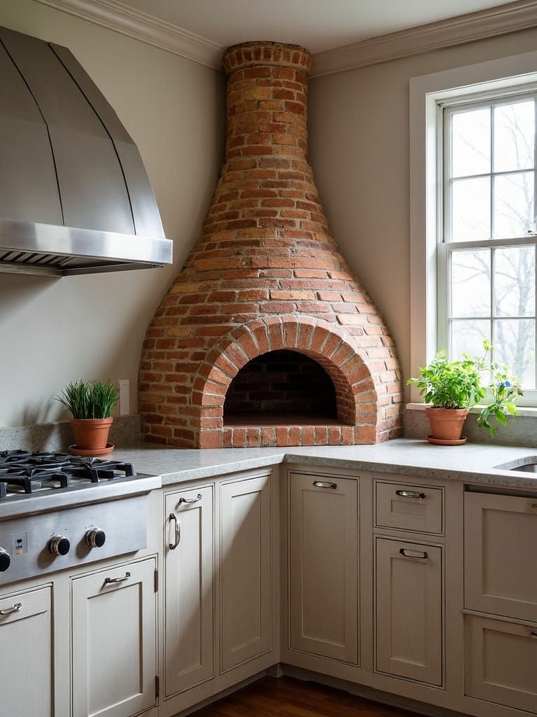 gourmet outdoor kitchen with pizza oven