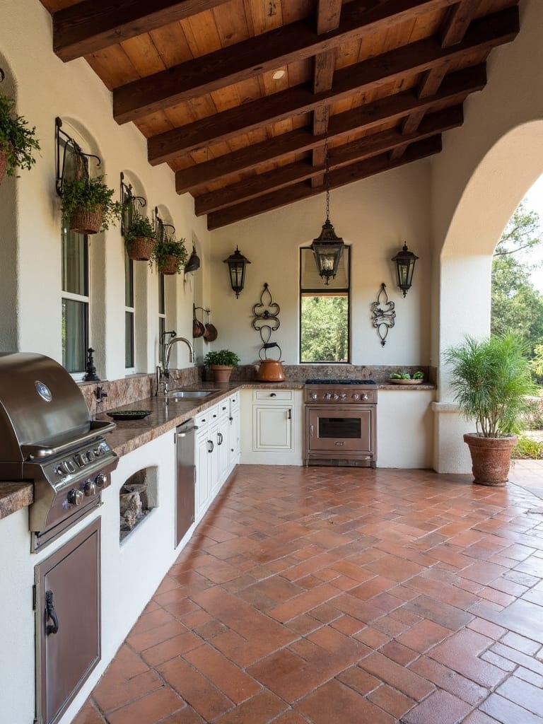 hacienda style outdoor cooking area