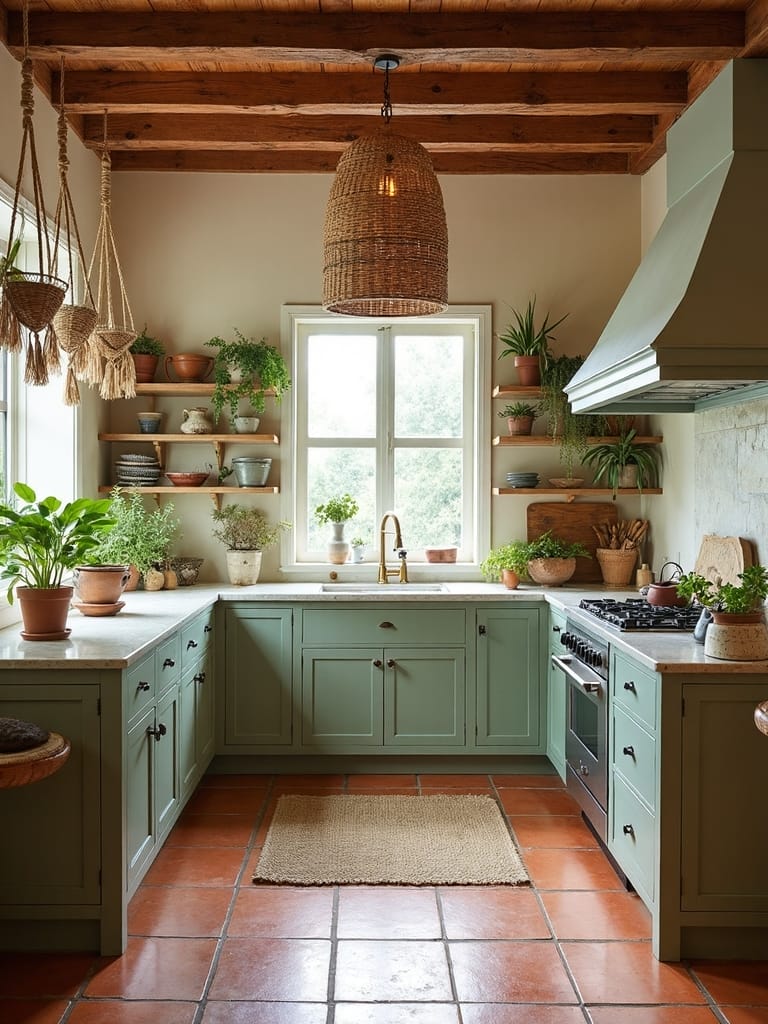 harmonious earth toned boho kitchen design