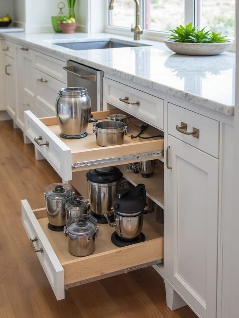hidden storage enhances kitchen functionality