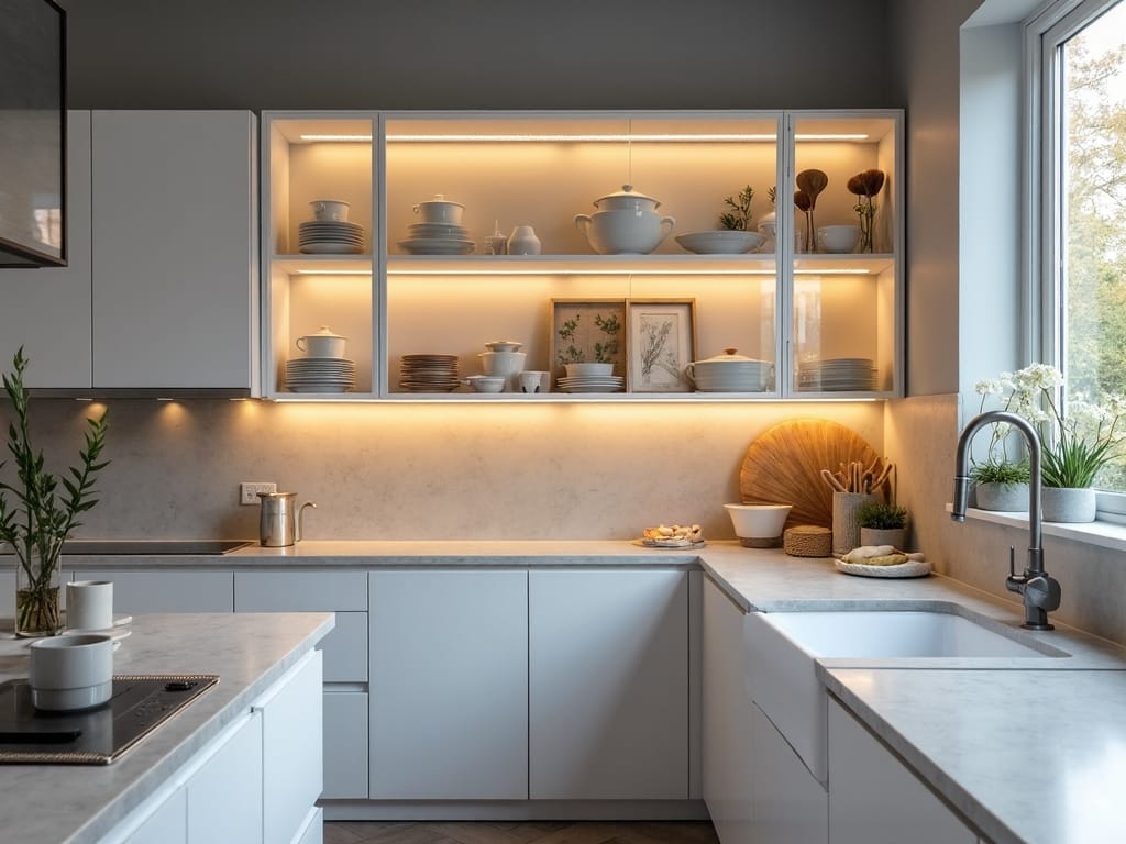 illuminated glass cabinet display enhancement