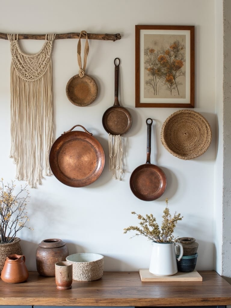 layered textural personalized kitchen gallery wall