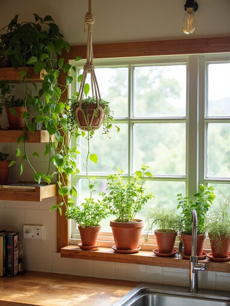 lively layered bohemian plant decor
