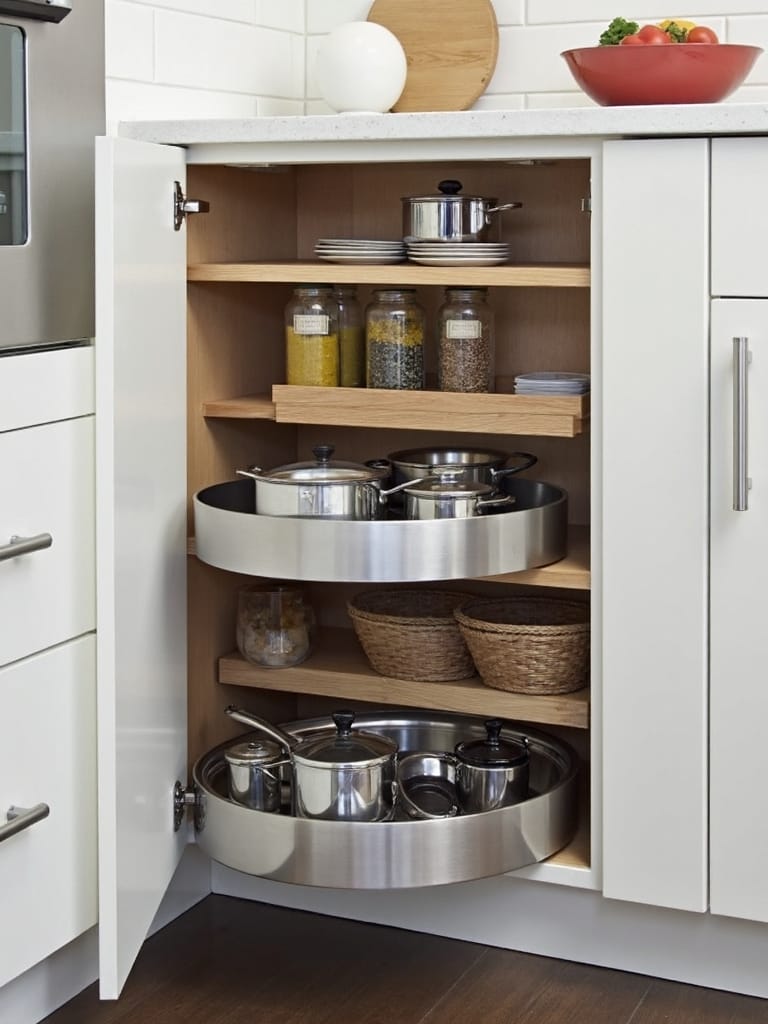 maximize corner storage with lazy susans