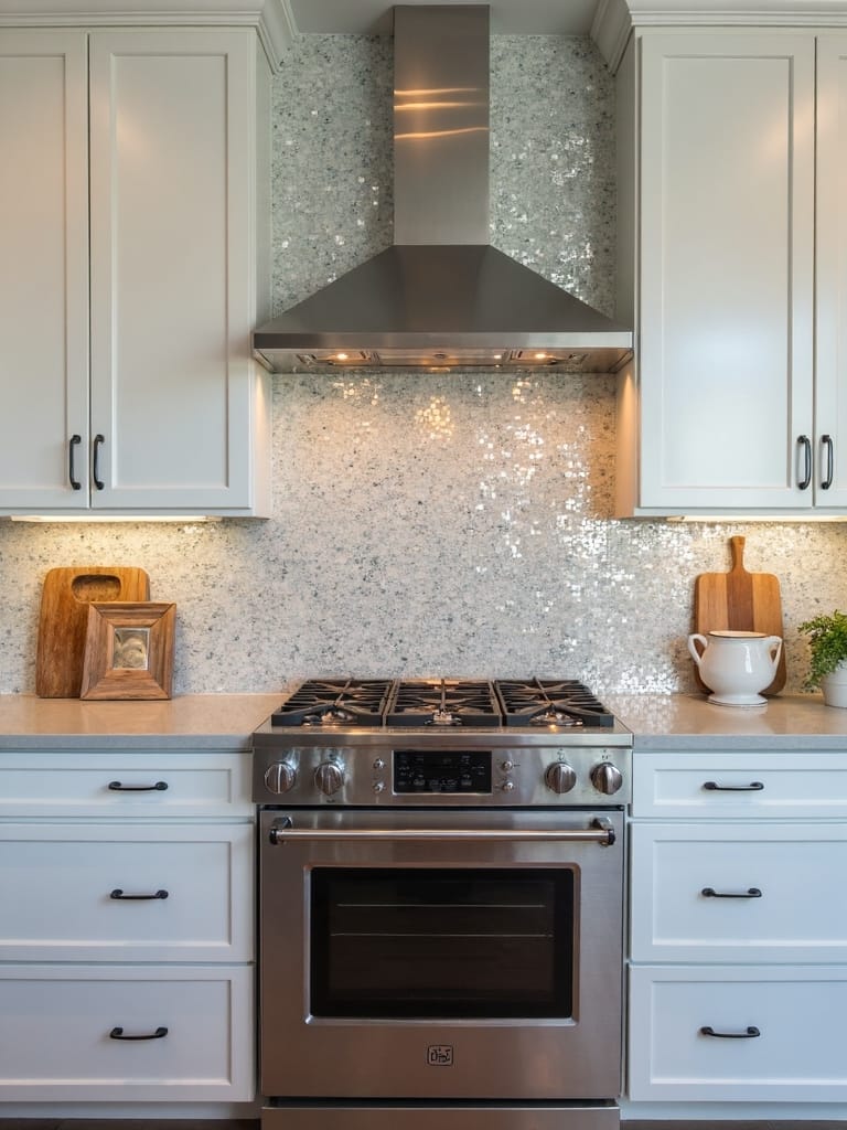 mirrored backsplash for elegance