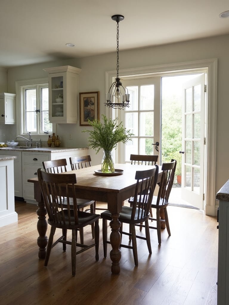 optimal rustic kitchen dining flow