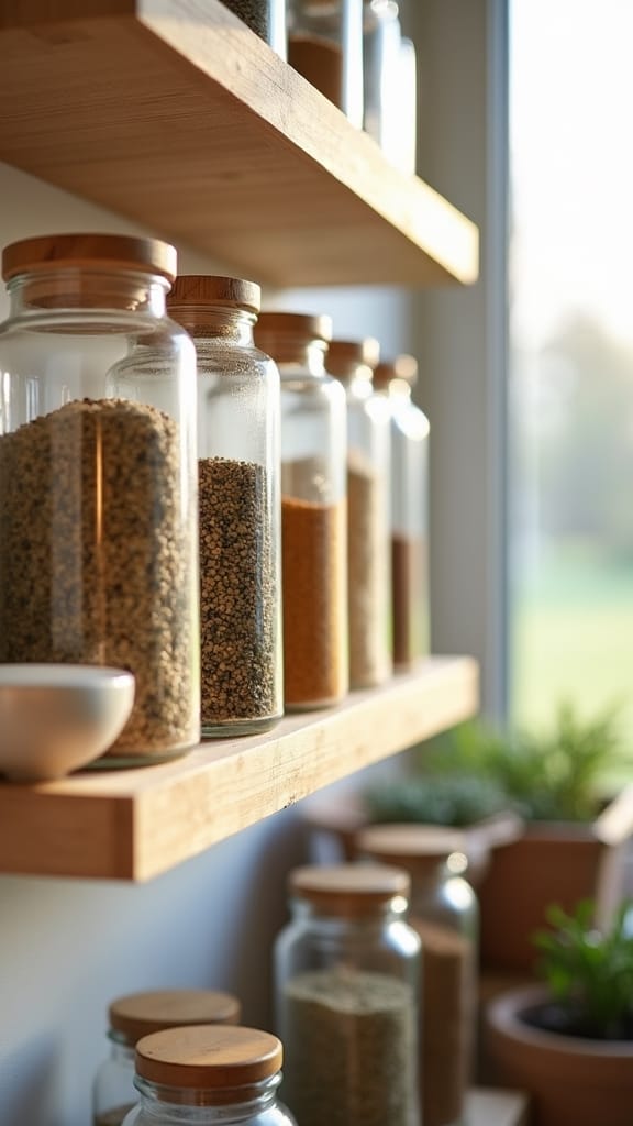 organize kitchen with glass containers