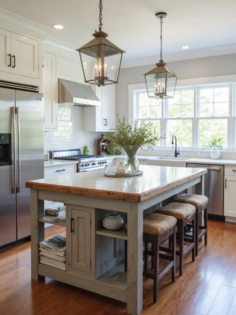 repurposed antique tables enhance farmhouse design