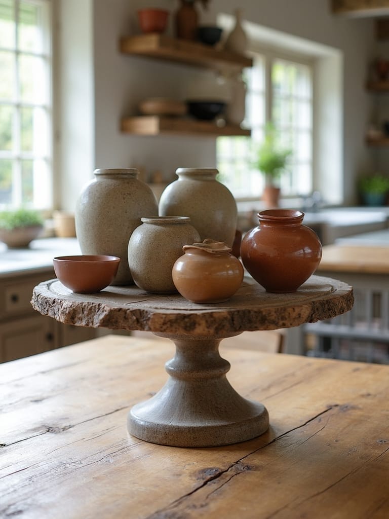 rustic artisan pottery centerpiece pedestal