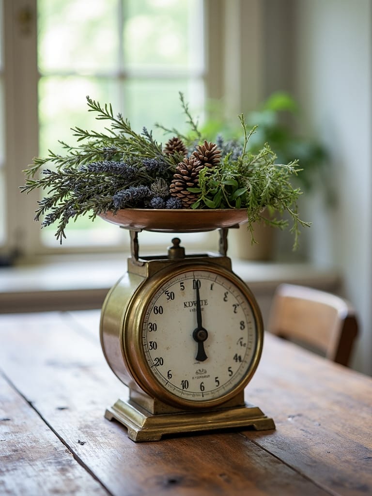 rustic farmhouse vintage scale natural decor
