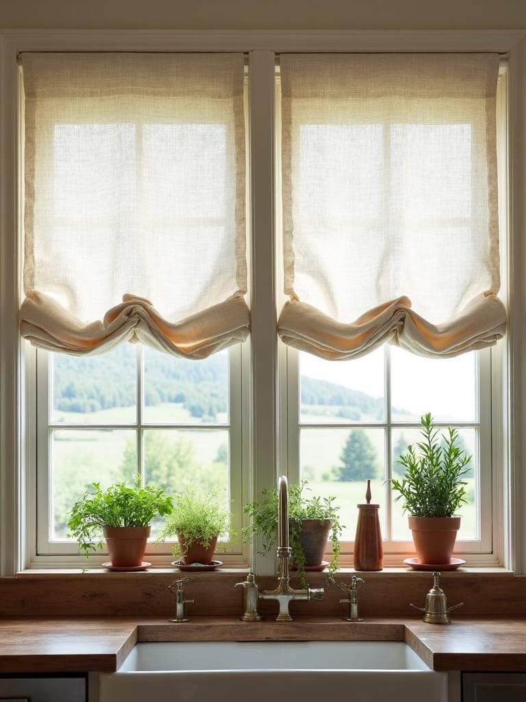 rustic kitchen natural light treatments