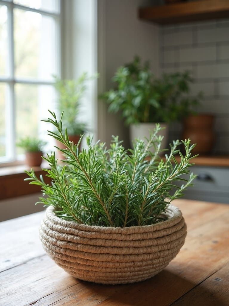 rustic woven herb filled centerpiece