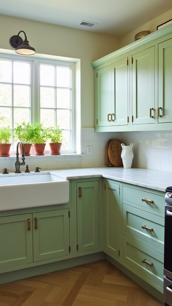 sage green kitchen tranquility
