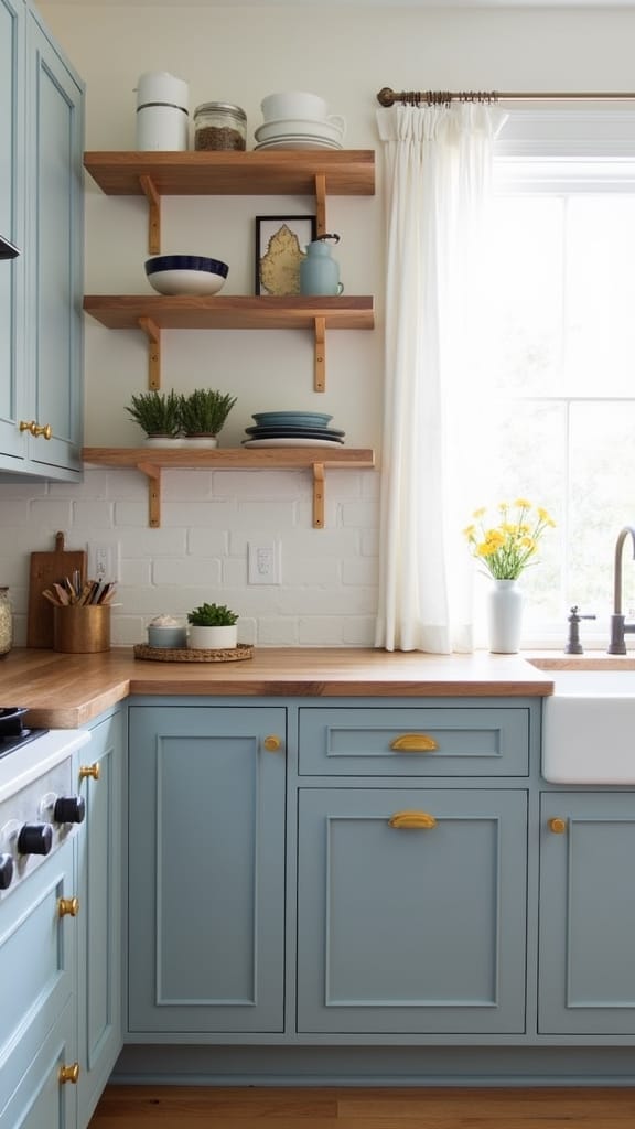 serene light blue kitchen