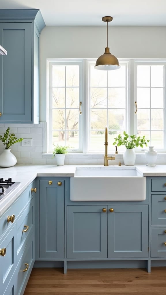 serene powder blue cabinetry