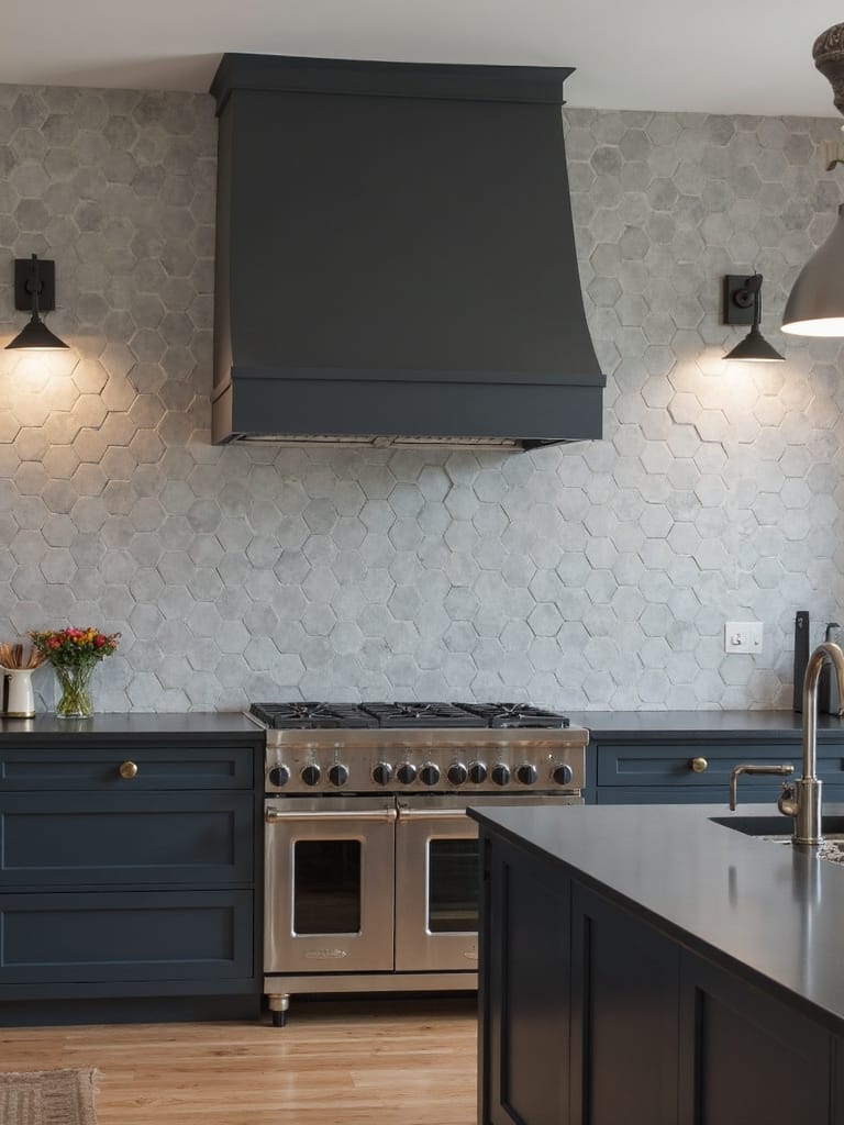 sleek sophisticated industrial concrete kitchen backsplash