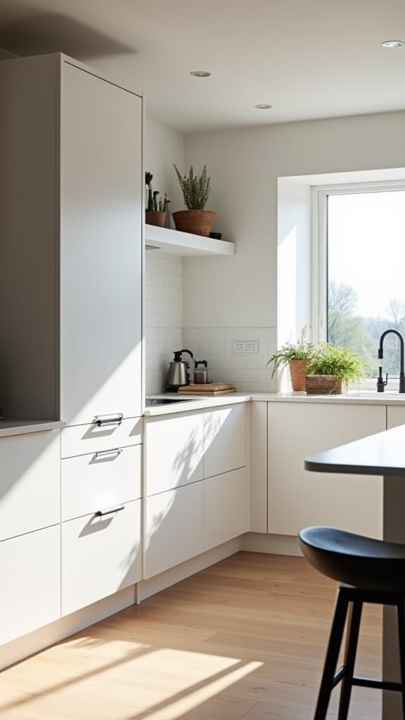sleek white oak cabinets